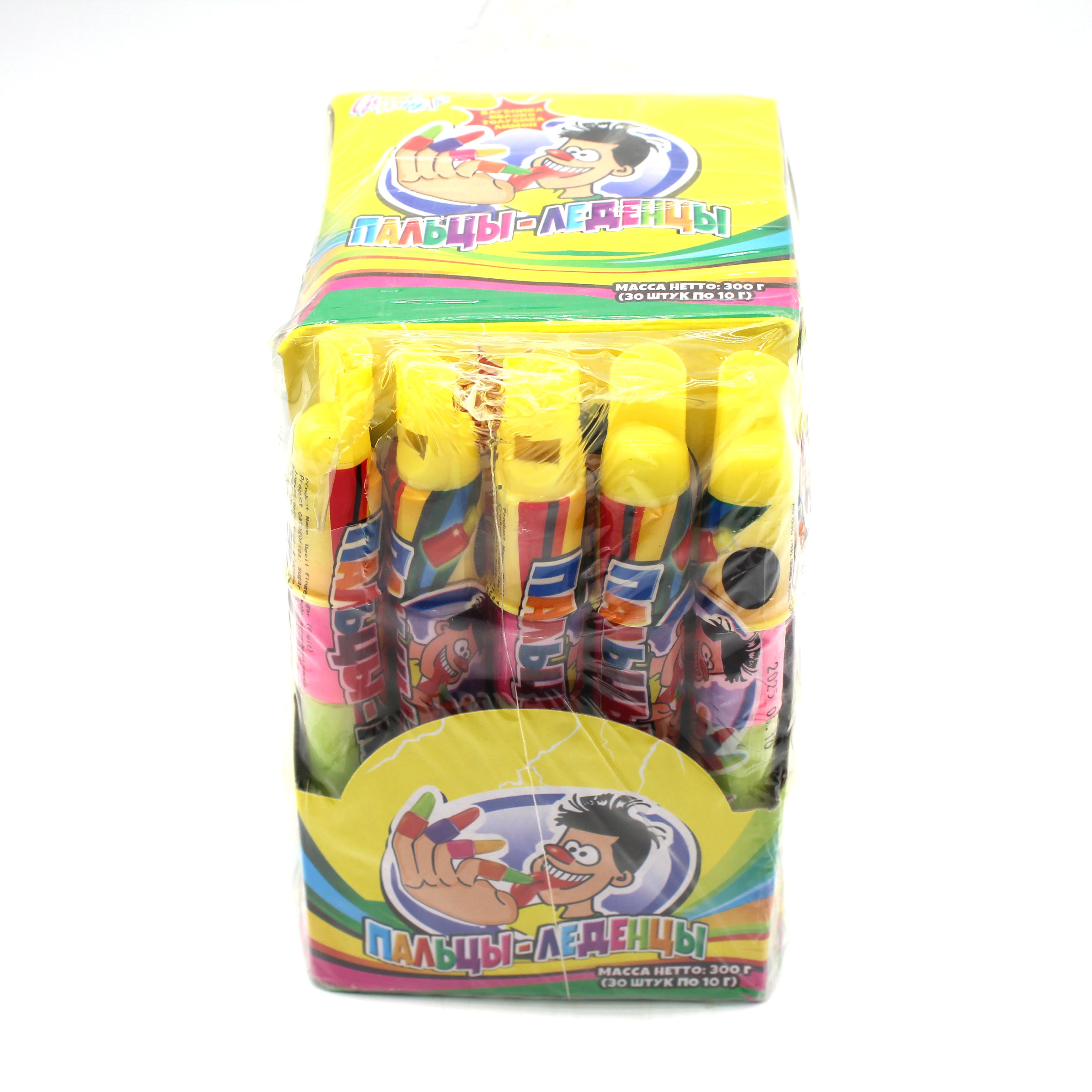 Factory Direct Fun Cartoon Shaped Fruit Lollipop Colorful Hard Candy with Box Packaging Fruity Flavor Finger Candy Toy for Kids manufacture