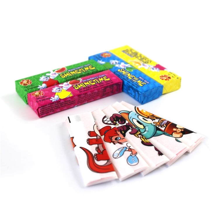 cheap price 5 pcs per sticker kosher xylitol doublemint flavor chewing gum with tattoo manufacture