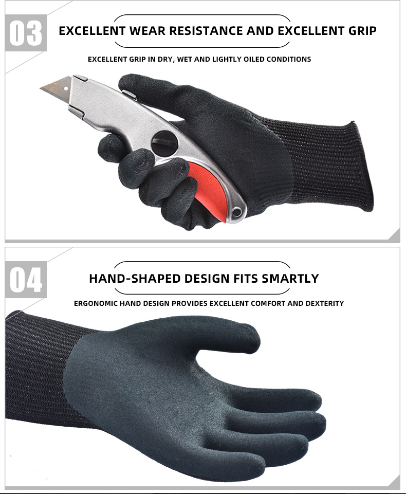 WG-640 DEXCUT lightweight class C cut-resistant work gloves nylon spandex mineral fiber nitrile rubber work gloves details