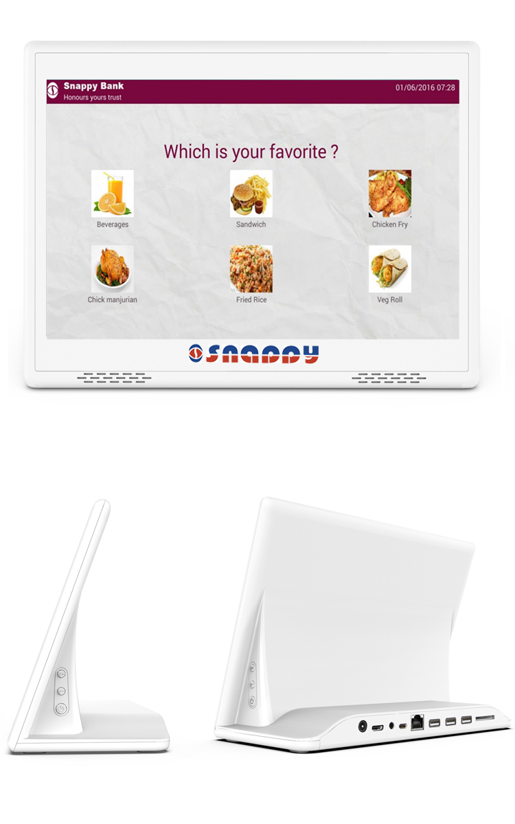 L shape android tablette 10 pouces customer feedback system survey device built-in Wifi RJ45 network port 3 USB factory