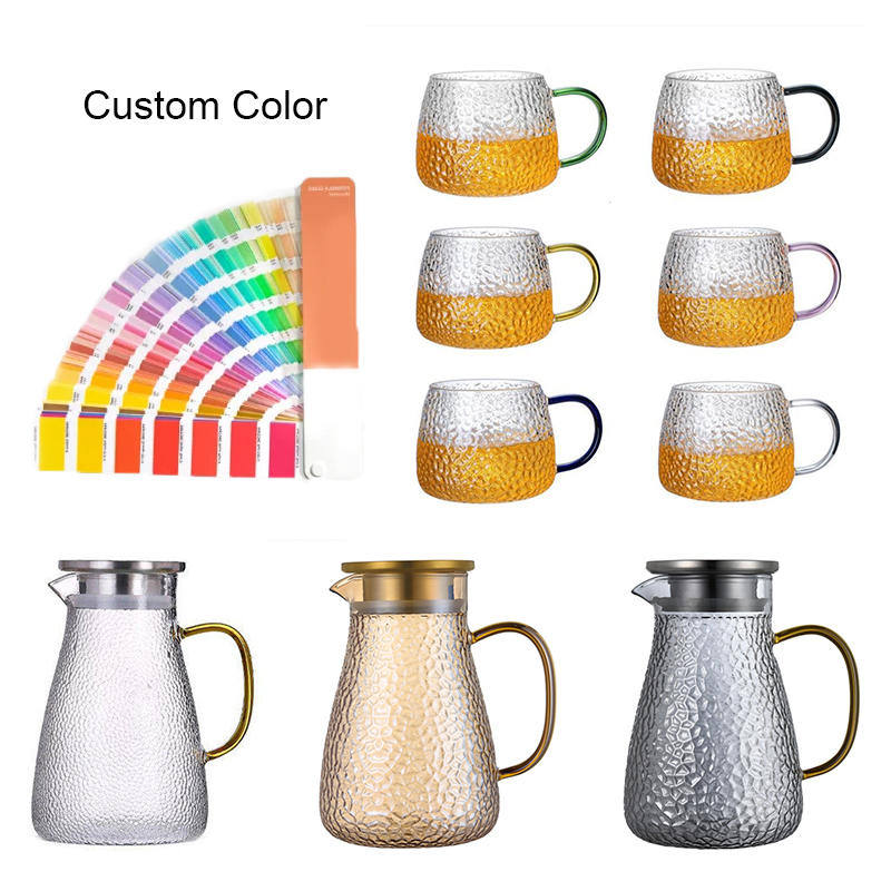 Hot Sale Clear Large Capacity High Borosilicate Glass Kettle Glass Pitcher Heat-resistant Water Jug Cup Set details