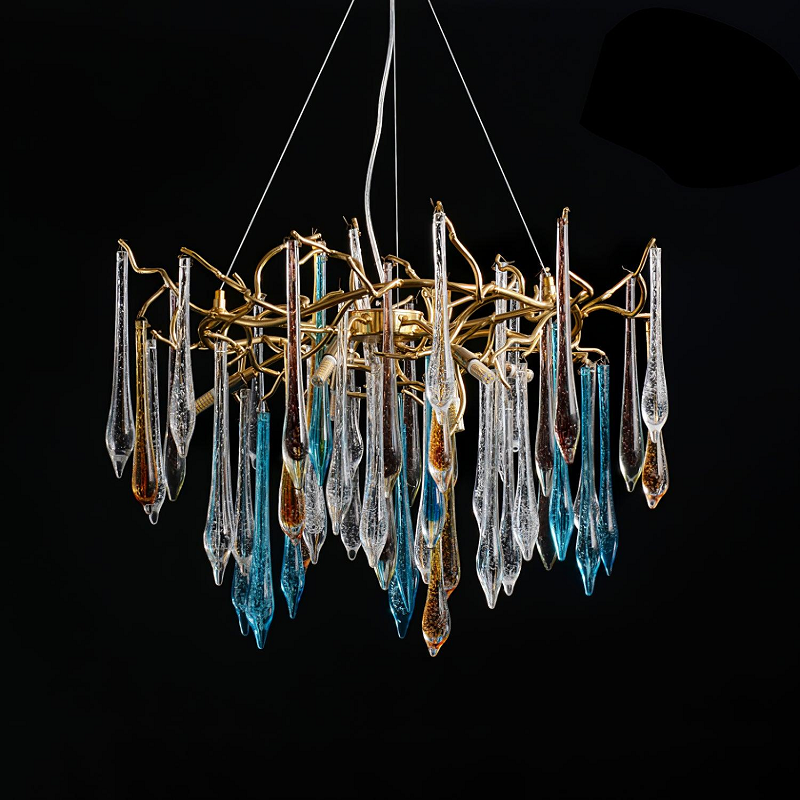Nordic Stairs Indoor Loft Stained Glass Classical High Ceiling Chandeliers Pendants Light details
