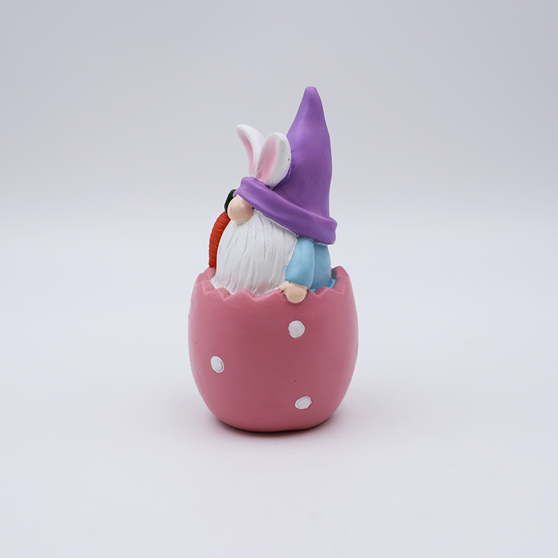 Custom craft hme garden festival decorative 3d mini statue wholesale cute resin pink gnome rabbit ears figurines gift supplier