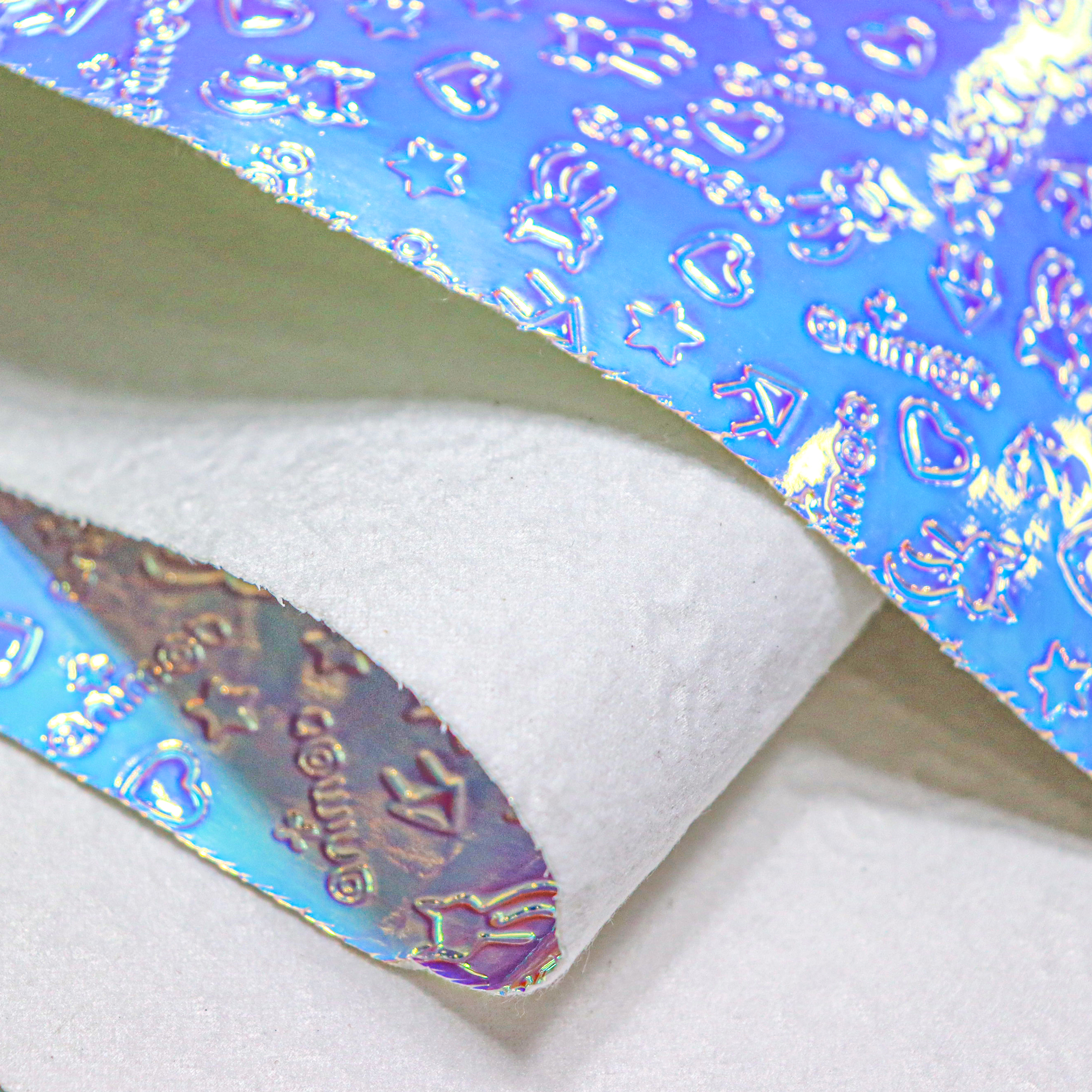 Metallic Laser PVC Faux Leather: Rainbow Printed Synthetic Texture supplier