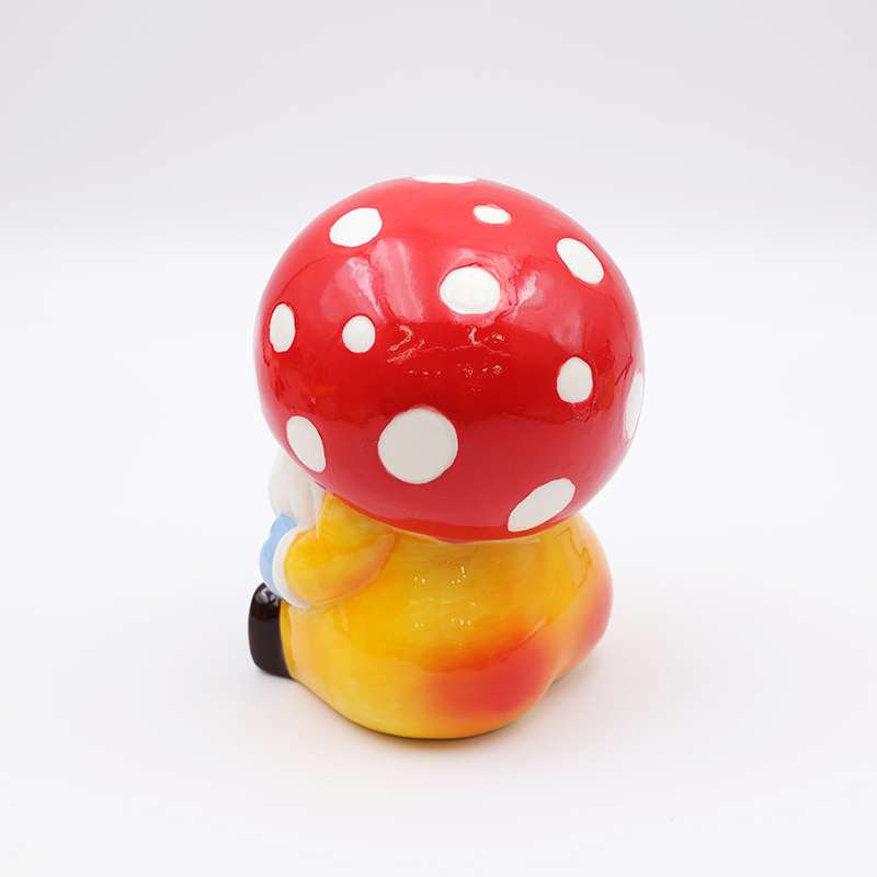 OEM Custom christmas home garden decor cute red ass figure statue ceramic half round mushroom gnome figurine ornaments supplier
