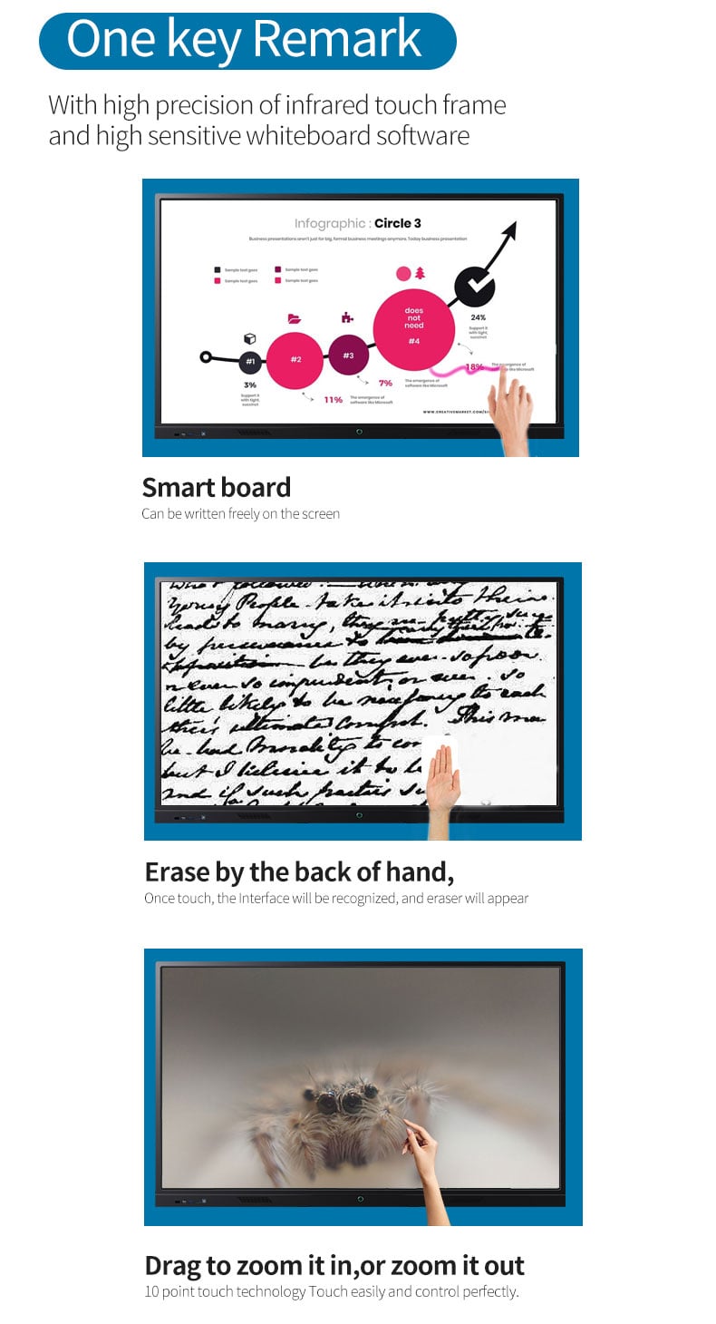 55/65/75/85/98/110 Inch OPS Slot Dual System School LCD Display PC Touch Screen Panel Smart Board Interactive Whiteboard supplier
