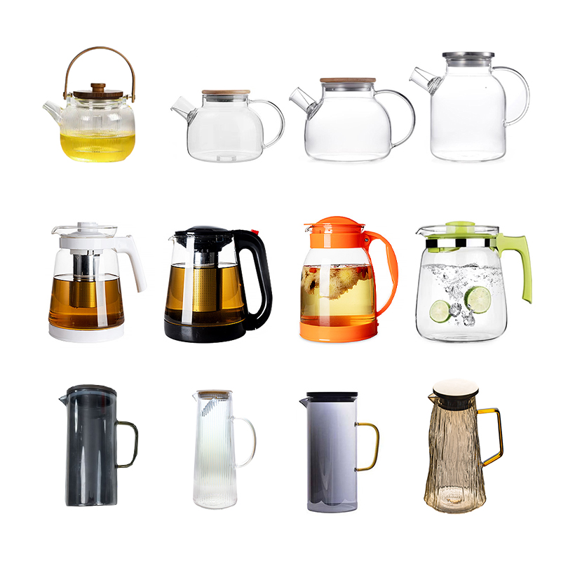 Hot Sale Clear Large Capacity High Borosilicate Glass Kettle Glass Pitcher Heat-resistant Water Jug Cup Set manufacture