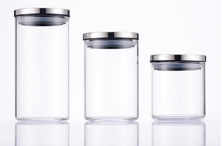 Kitchen Jars Stainless Steel Lid Storage Jars Food Storage Jar with SS Lid supplier