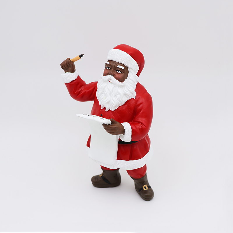 Custom Christmas black skin Santa Claus standing figurine ornament factory