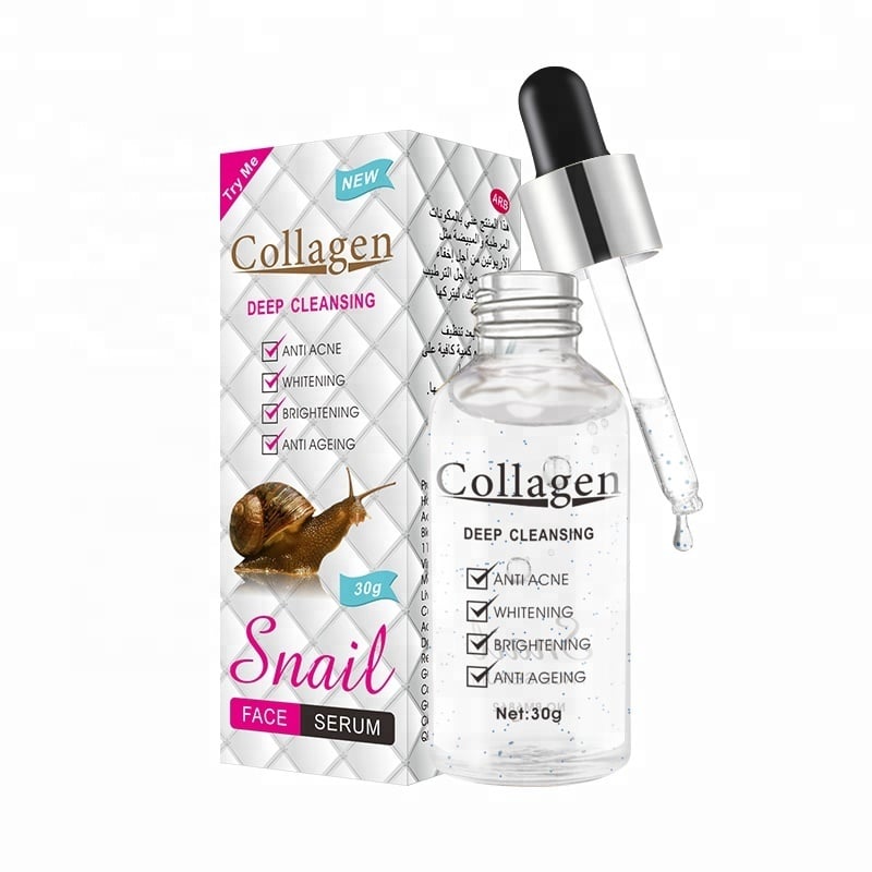 Suero para el cuidado de la piel facial orgánico anti-envejecimiento y anti-acné, colágeno, reparación de caracol, suero blanqueador para el rostro