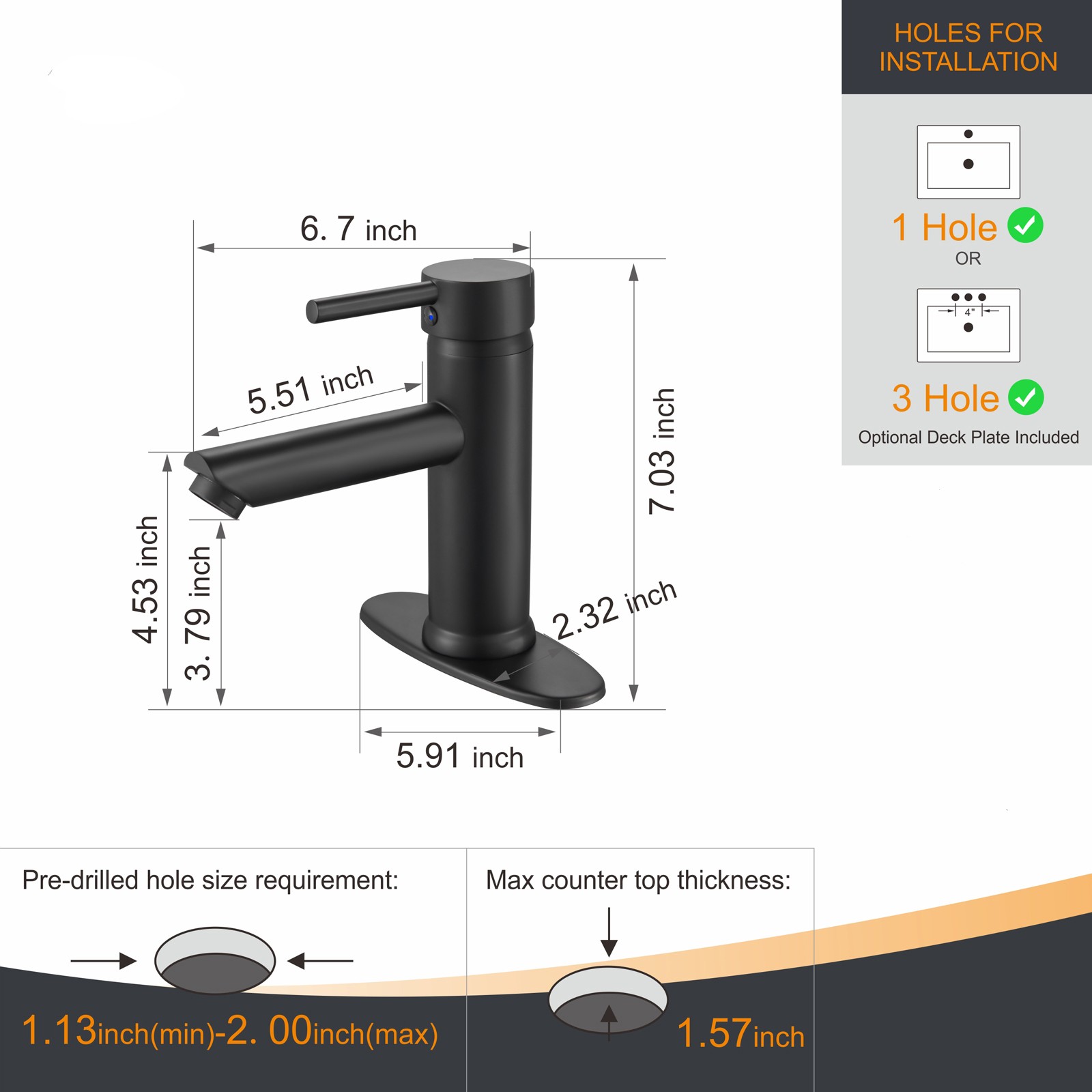 Latest Design Brass Body Zinc Handle Single Lever Basin Faucet Black Basin Mixer Faucet manufacture