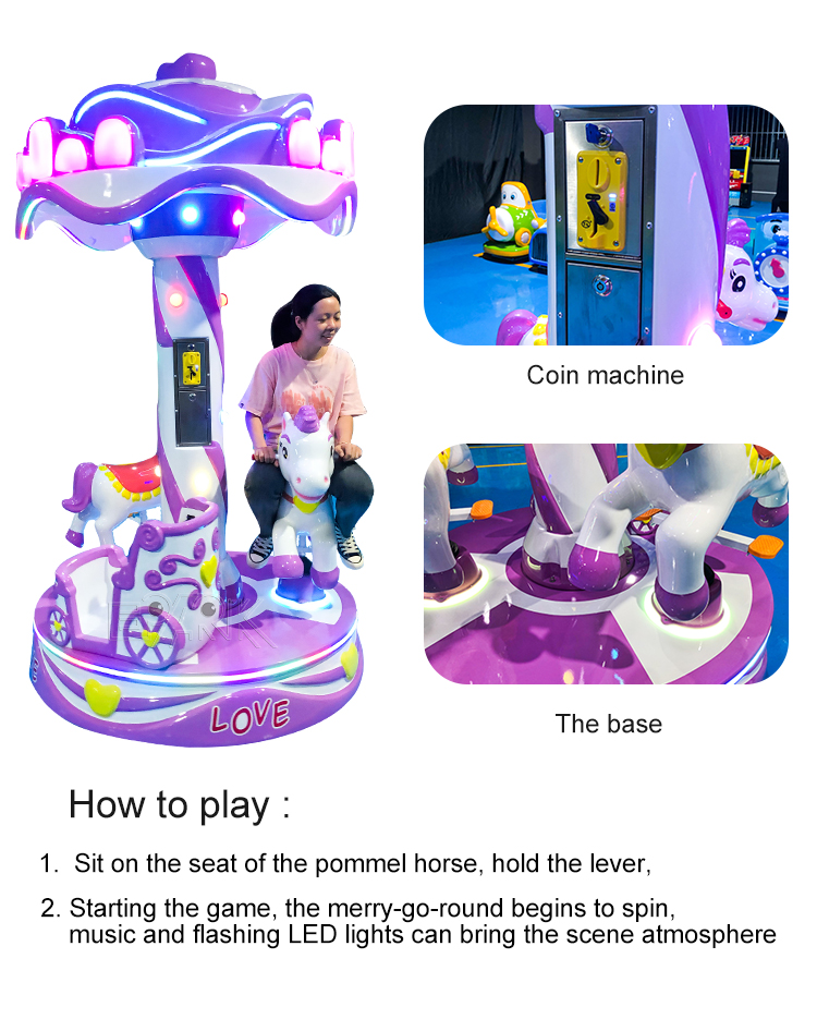 Best Quality Amusement Kids Rides Indoor Outdoor Playground Merry-go-round 3 People Small Carousel For Sale factory