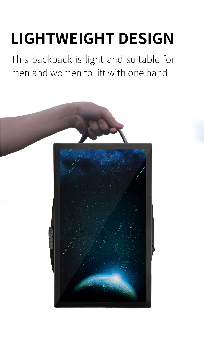 21.5 Inch Walking Billboards Android LCD Digital Signage Advertising Displays Mobile Human Walking Backpack Billboards factory