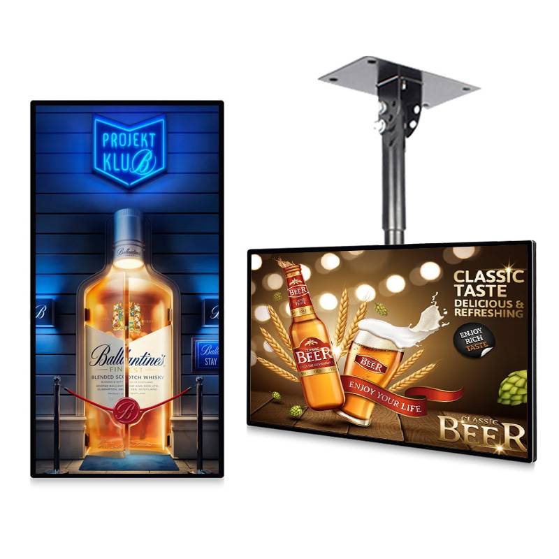 digital menu board Ultra-Thin ceiling mount advertising display for restaurant coffee shop with free software manufacture