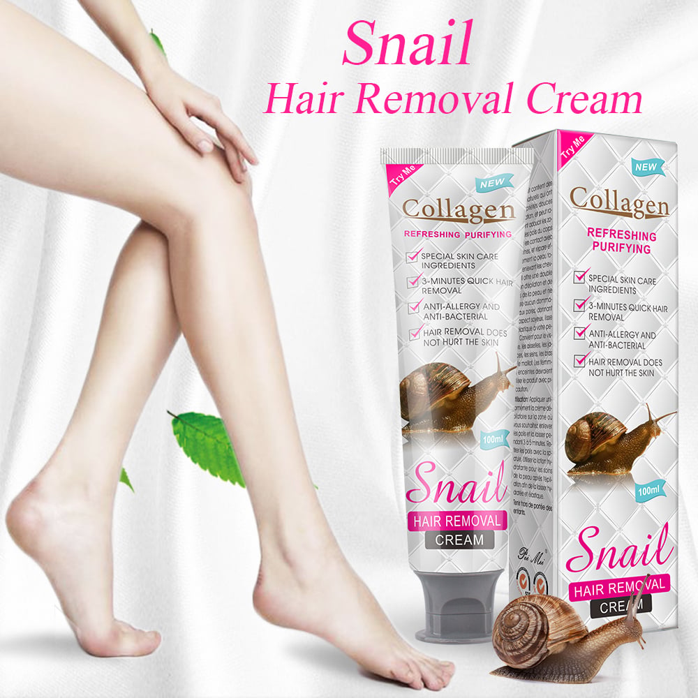 Crema depilatoria semipermanente con colágeno de caracol, apta para hombres y mujeres