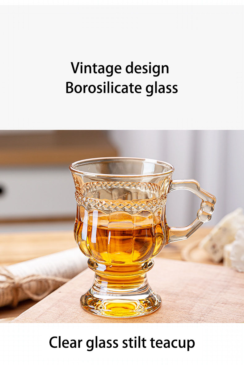 Retro Glass Juice Water Coffee Milk Glass Wine Beer Cup Drinkware for Home Bar Gift Flower Tea Cup supplier