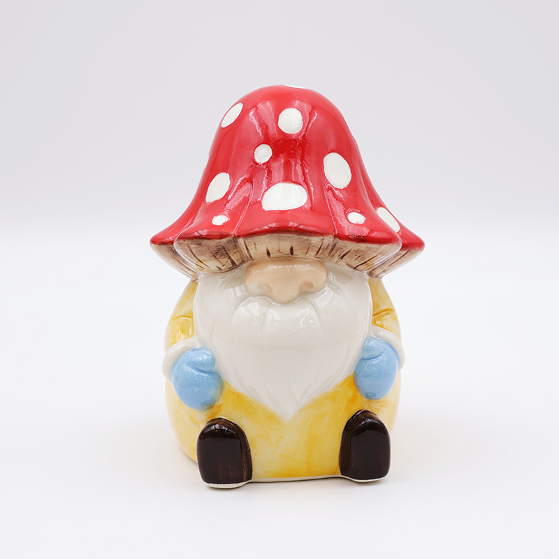 OEM Custom christmas home decor cute red ass figure statue ceramic umbrella shaped mushroom gnome figurine ornaments details