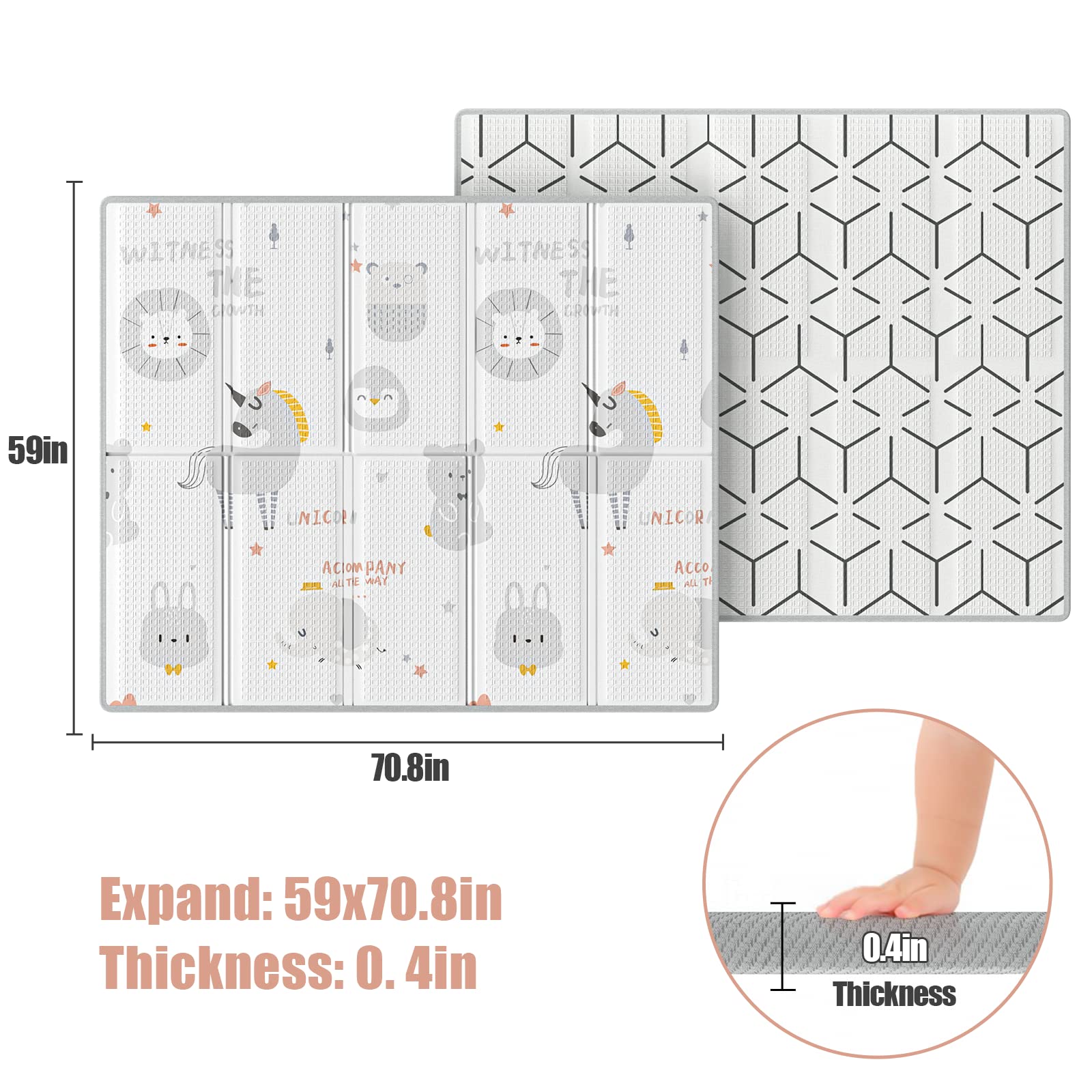 Foldable & Reversable Large Waterproof Foam Baby Activity Tummy Time Foam XPE Mat baby play mat with piping factory
