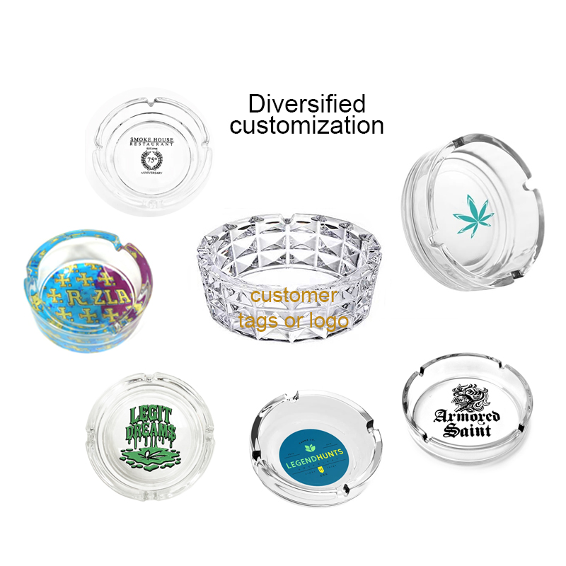 Hotel office smoking accessories electroplate colored ashtray custom logo clear glass ashtray cigar manufacture