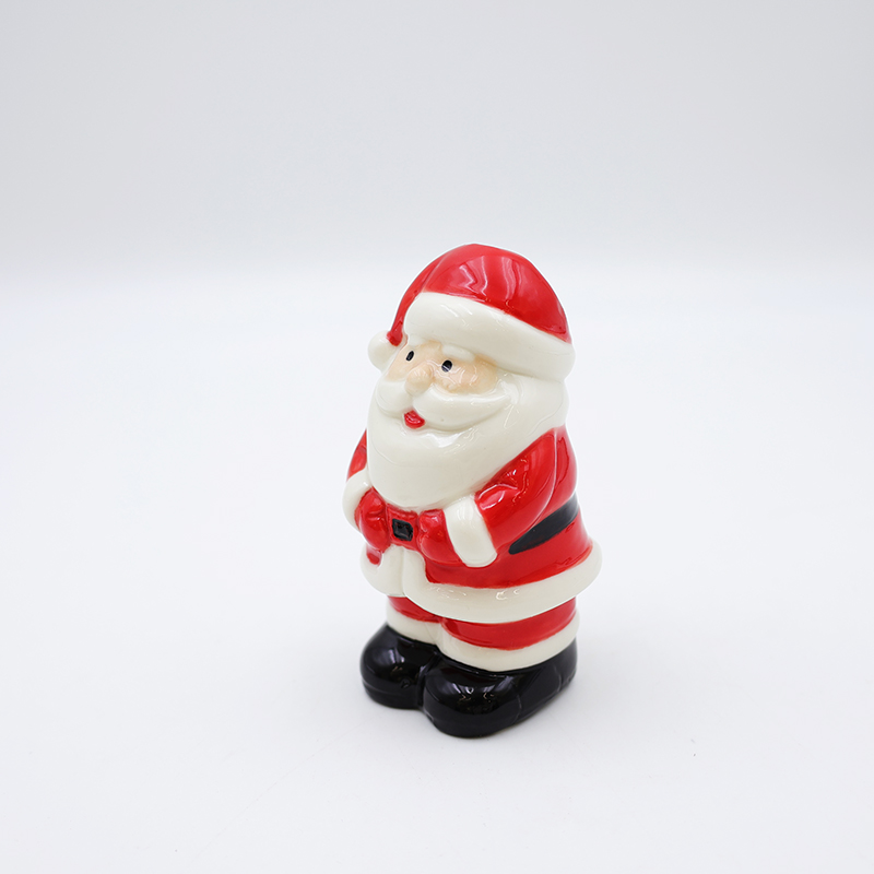 OEM Custom nordic christmas decoration 3d figure statue miniature red ceramic mini santa claus figurine ornaments gift details