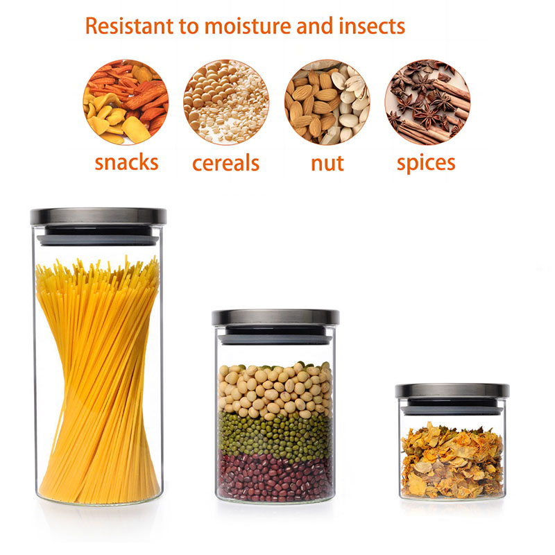 Kitchen Jars Stainless Steel Lid Storage Jars Food Storage Jar with SS Lid supplier