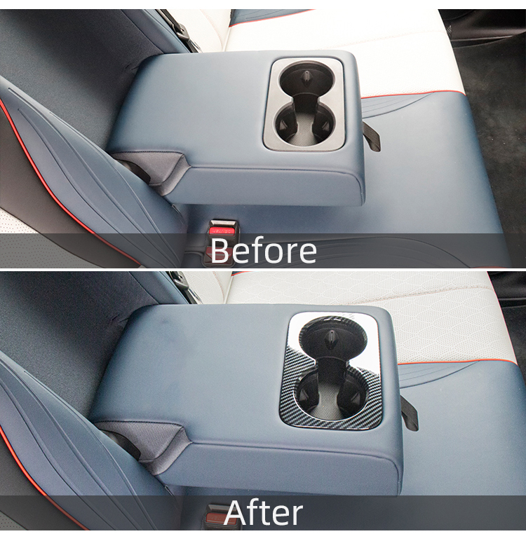 Auto Interior Parts High Quality Rear Seat Water Cup Holder Cover Trim ABS Imitate Carbon For BYD ATTO 3 Yuan Plus Accessories factory