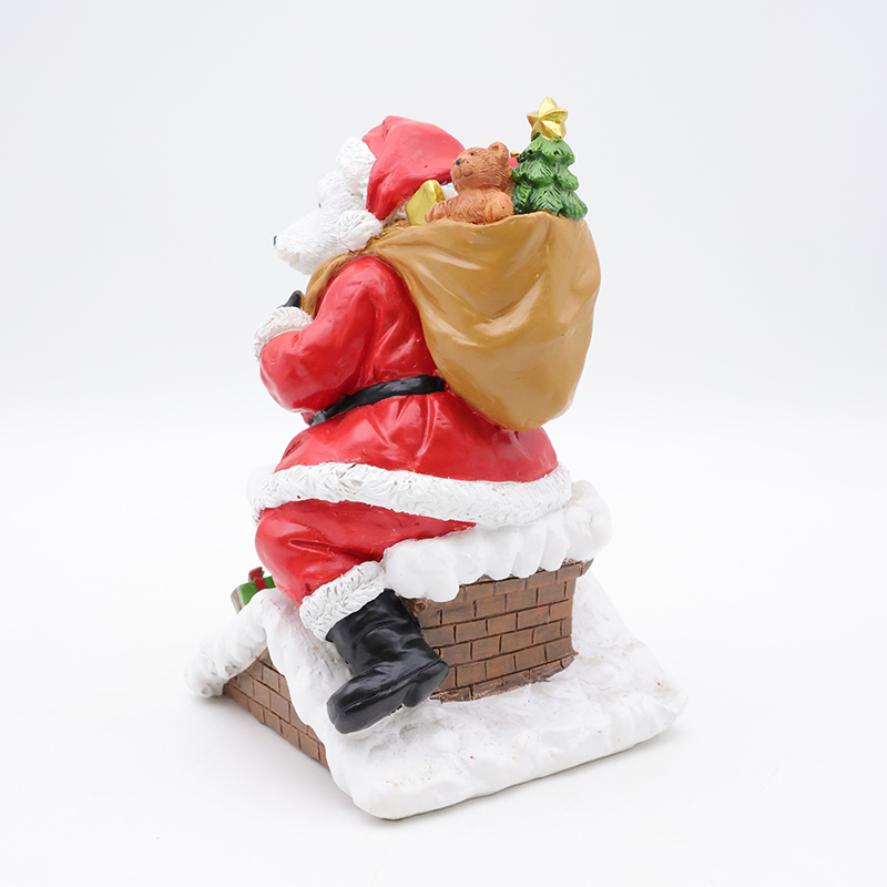 OEM Custom Christmas decor polar bear figurine new resin crafts miniature santa claus ornaments tabletop statue supplier