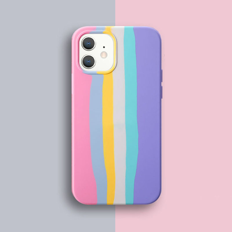 Laudtec Original Étui en Silicone Liquide Arc-en-ciel Pour iPhone Étui en Silicone Tout Inclus iPhone 11 12 13 Pro Max