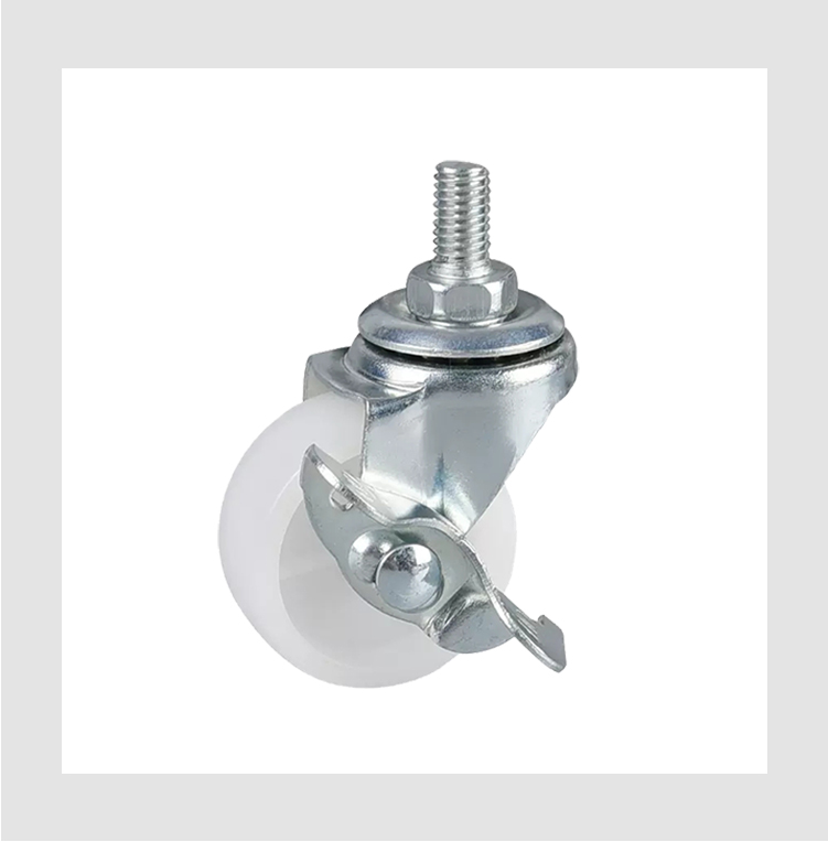 furniture caster wheel stem with side brake style PP caster wheel 1/1.25/1.5/2/2.5/3 inch plastic wheels for furniture supplier
