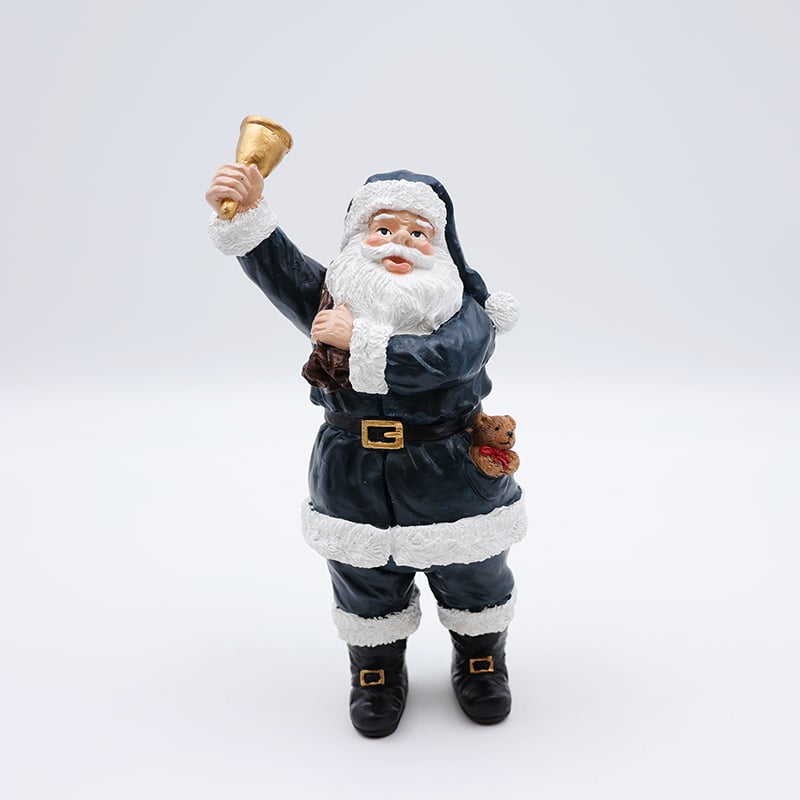 OEM Custom Christmas decor new resin miniature blue Santa Claus figurine ornaments tabletop sculpture manufacture