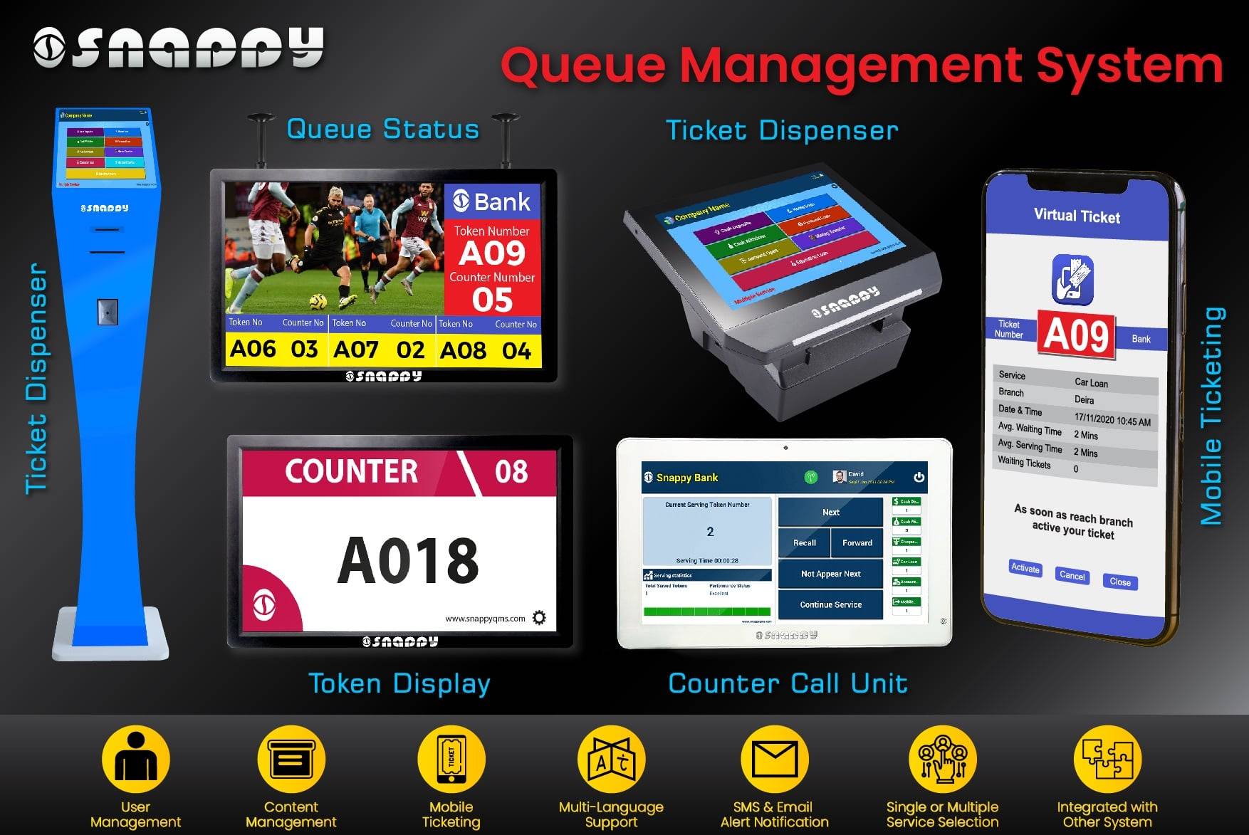Wireless LED/LCD Queue management system desktop, floor stand Ticket Dispensing kiosk Multilingual for Bank Hospital Restaurant details