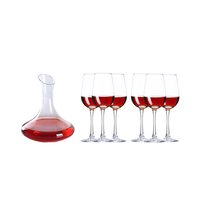 Custom Logo Gift Box Set Mouth Blown Luxury Glass Wine Decanter Cups Set supplier