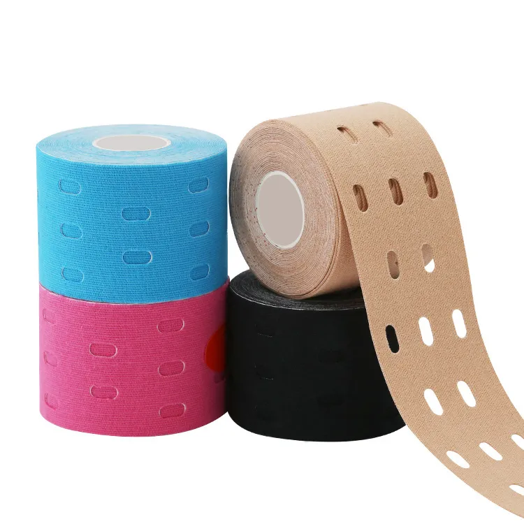 Anthrive Multicolor 5cmx5m Perforated Sports Safety KT Tape Waterproof Punched Kinesiology Tape With Holes supplier