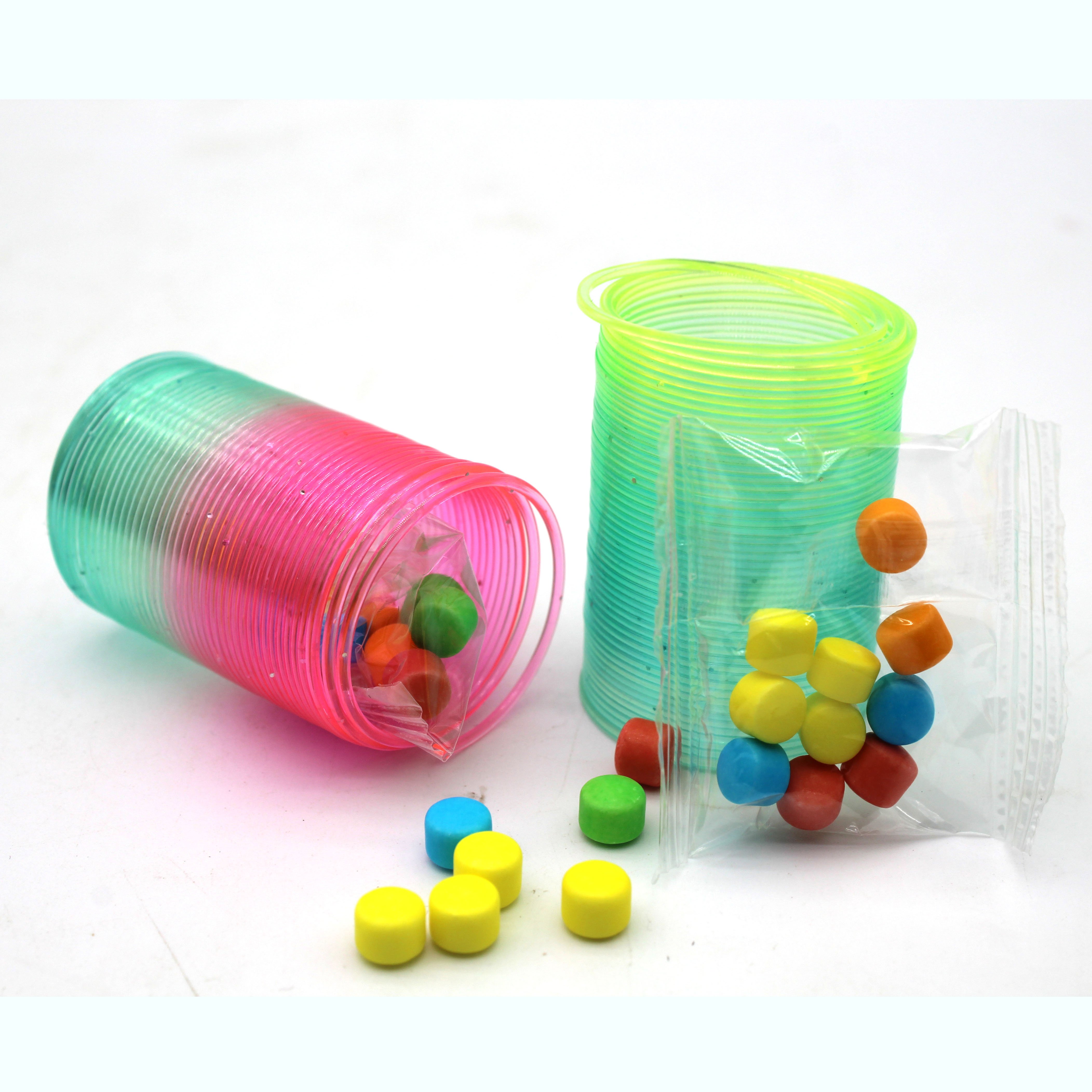 Factory Wholesale Cartoon-Shaped Rainbow Spring Hoop Toy for Kids Fruity Flavored with Box Packaging and Sweets Candy Included details