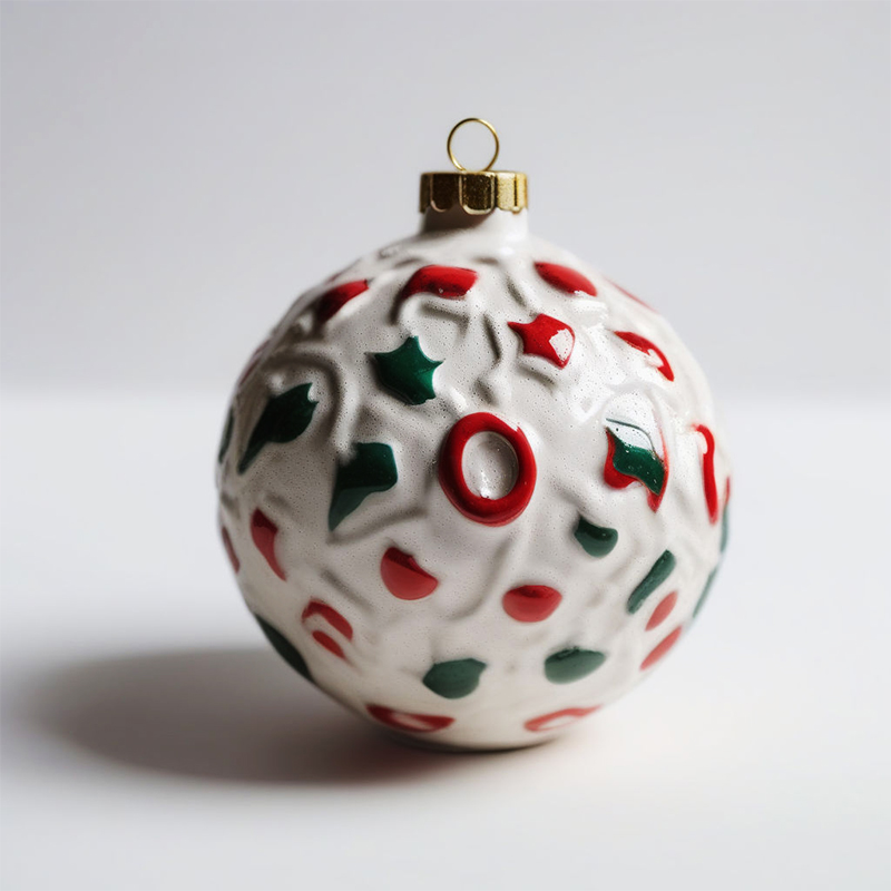 Custom home christmas hanging decor bauble wholesale unique christmas Tree simple ceramic ball ornaments factory