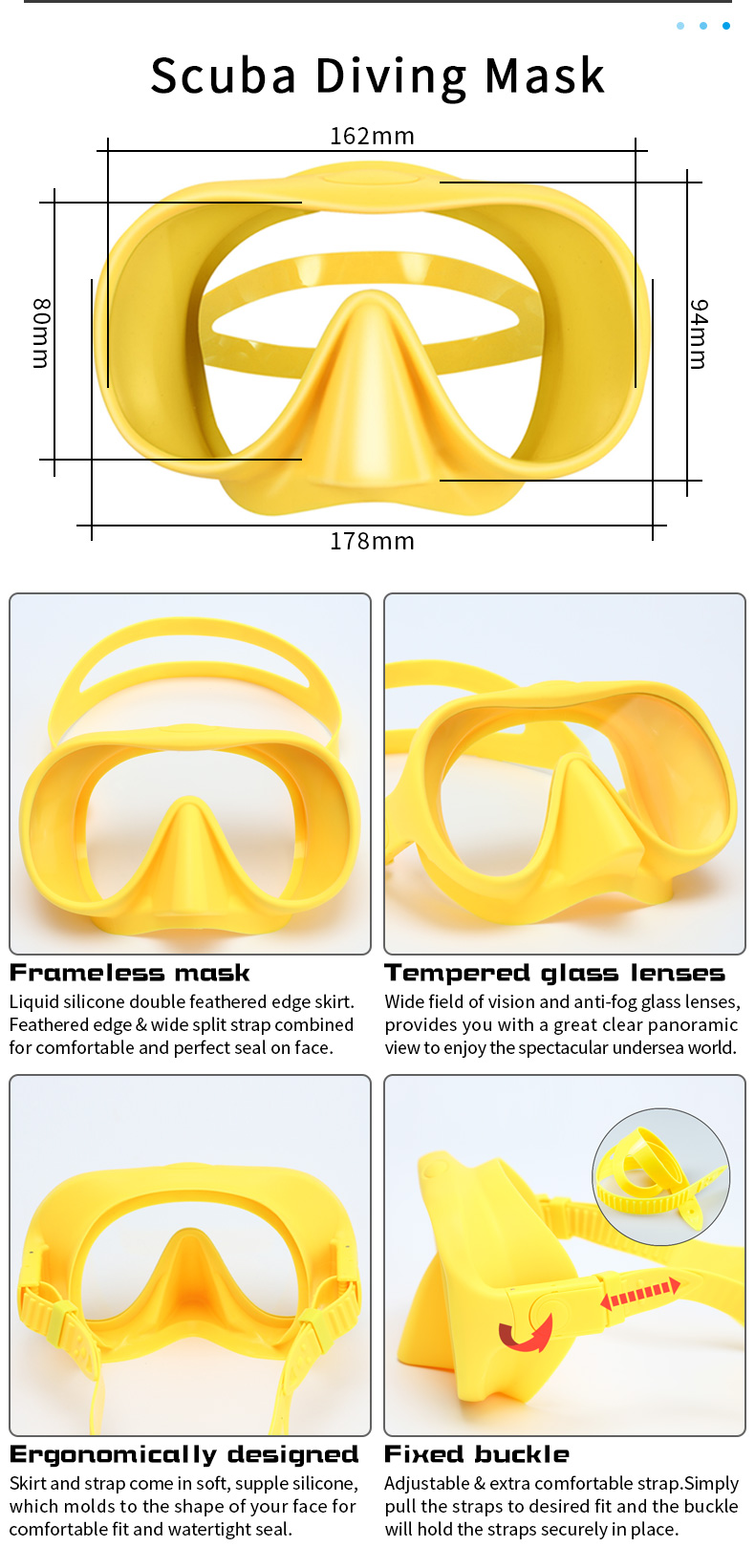 Hot Sale Eco-friendly Tempered Glass Lenses Oem Customized Snorkeling Surfing Freediving Spearfishing Silicone Scuba Diving Set manufacture