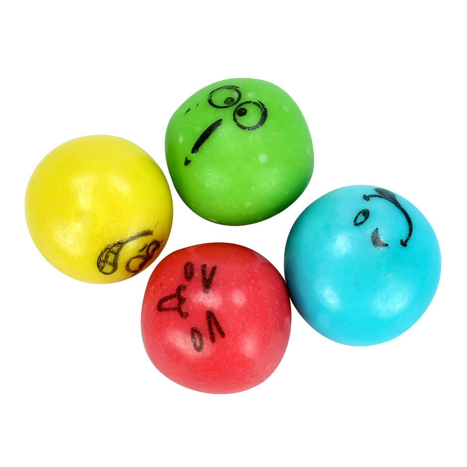 chinese printed smile face tutti-fruitti flavor round ball bubble gum factory supplier