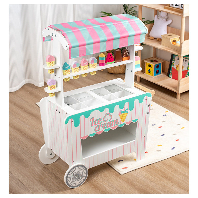 Unisex Wooden Ice Cream Truck Family-Interactive Educational Toy for Children supplier