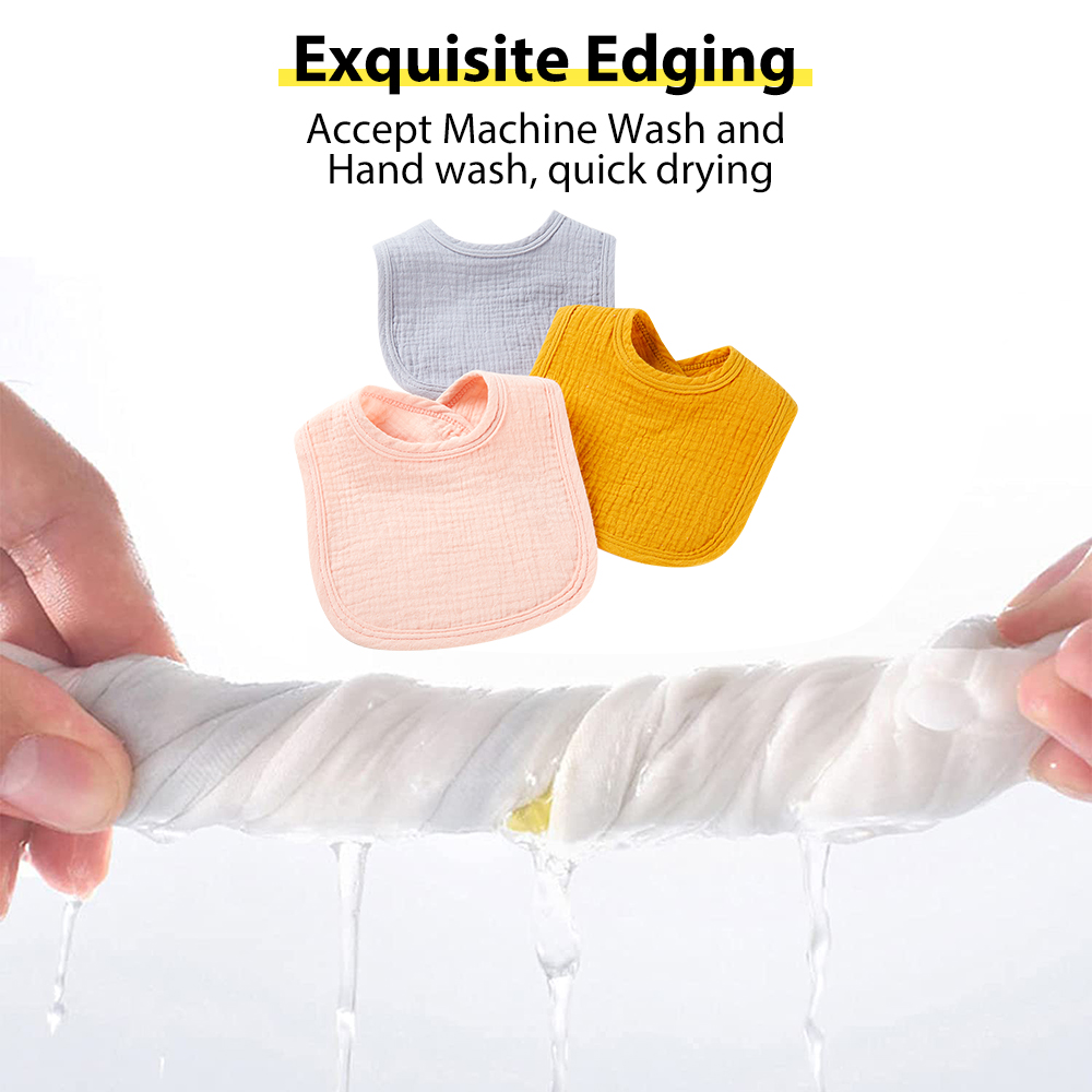 Super Absorbent 8*9 Inches Unisex Cotton Baby Drool Bibs Muslin Bibs details