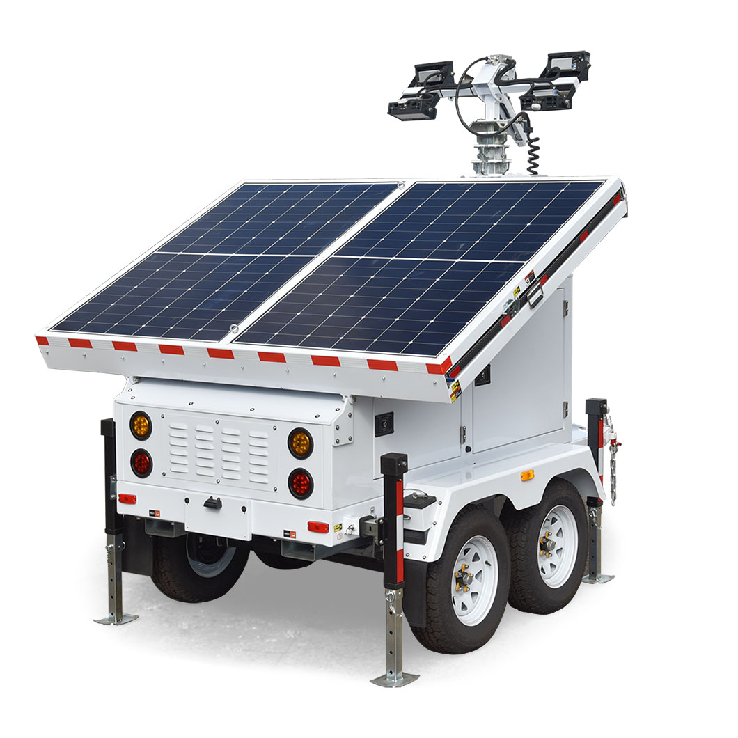 Transporting solar trailers is simplified by standard hitch compatibility and compact design
