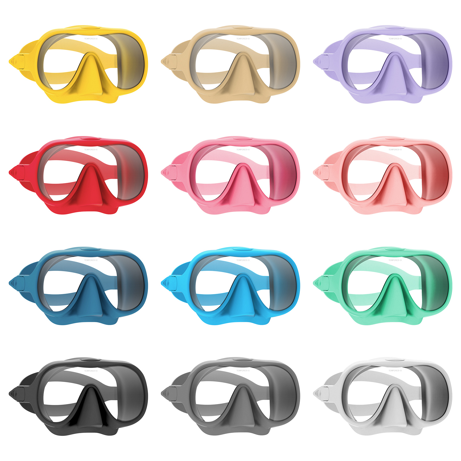 Anti-Fog Tempered Glass Diving Mask Set with Purge Valve details