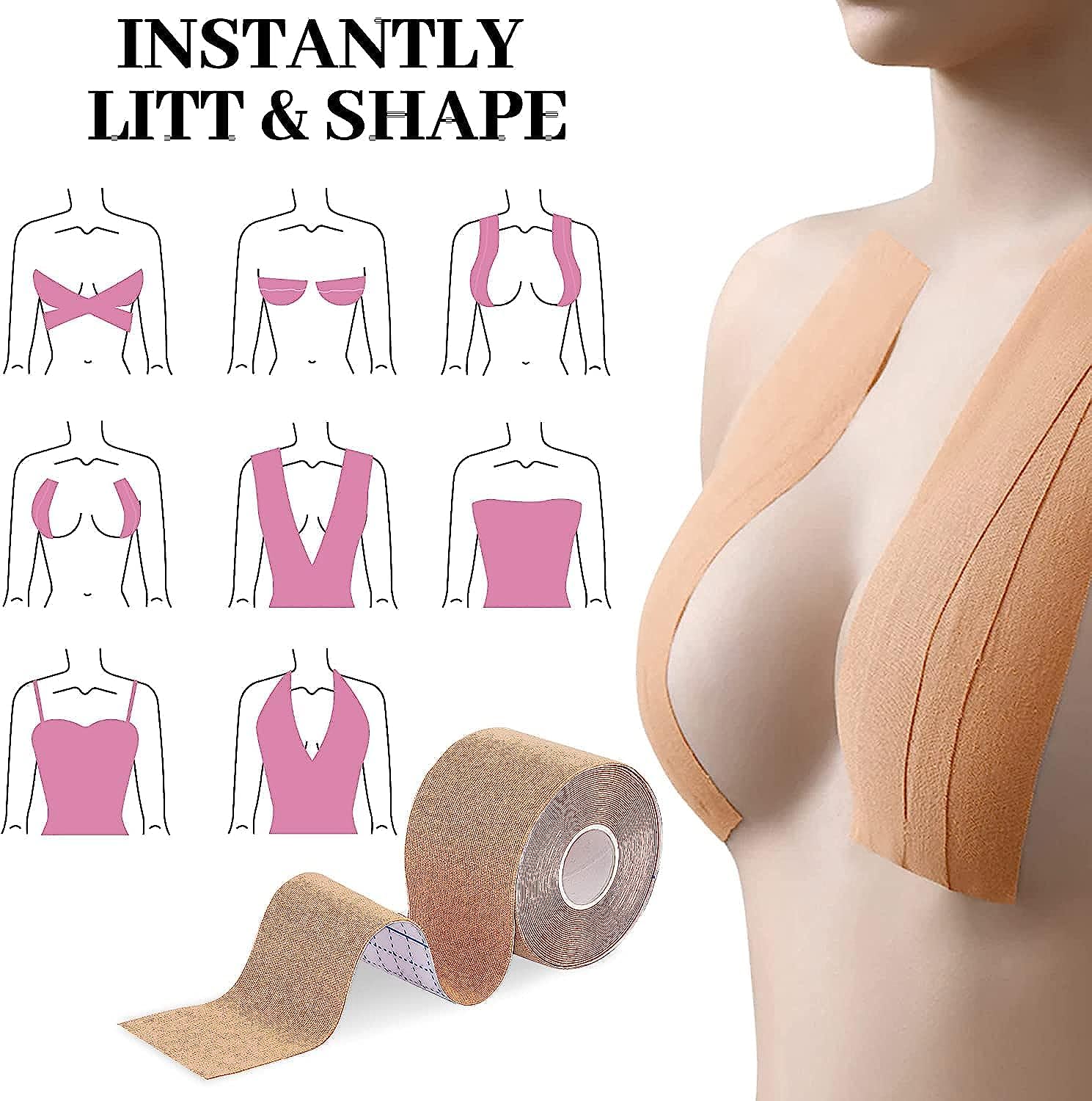 Anthrive 2 Inch Waterproof Push Up Breast Lifting Nipple Boob Tape Breast Lift Tape With Silicone Nipple Cover Set Boob Tape factory