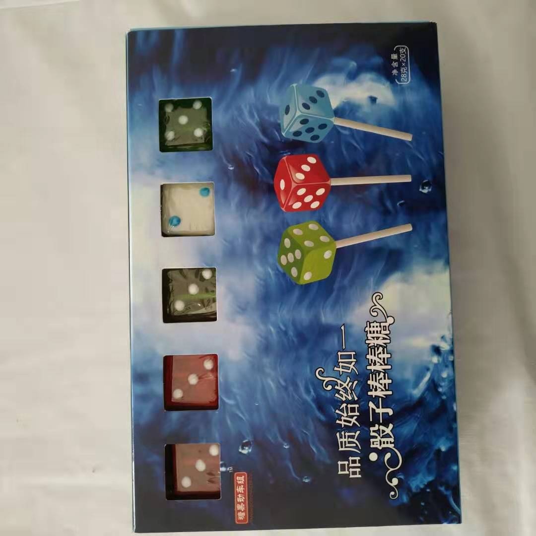 Glow stick custom various fruit flavor colorful cube  dice shape lollipop factory