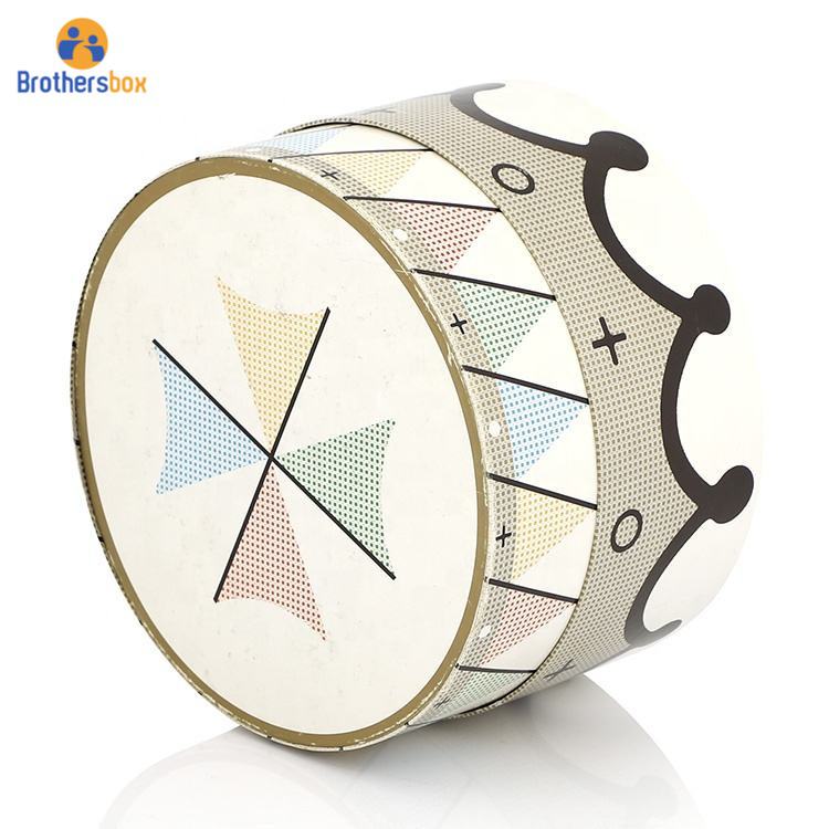 custom printed cylinder paper box  rigid cardboard gift packaging with lid-5