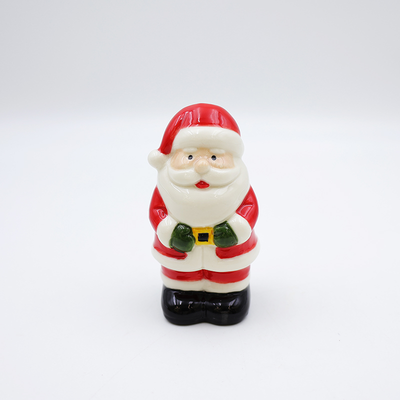 OEM Custom nordic christmas decoration 3d figure statue miniature red ceramic mini santa claus figurine ornaments gift manufacture
