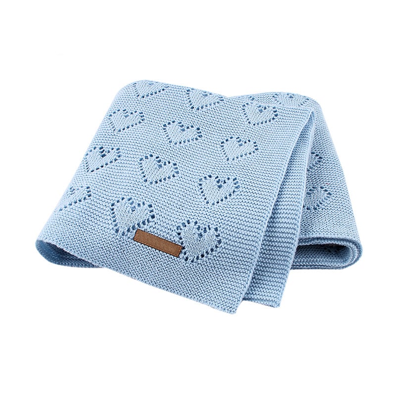 Multi-use new cotton solid baby new born organic knitted blanket hollow out blanket baby details