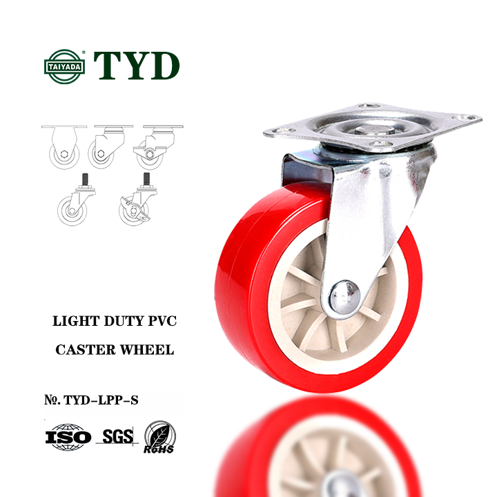 Red caster wheel plastic wheel light duty caster swivel caster for furniture details