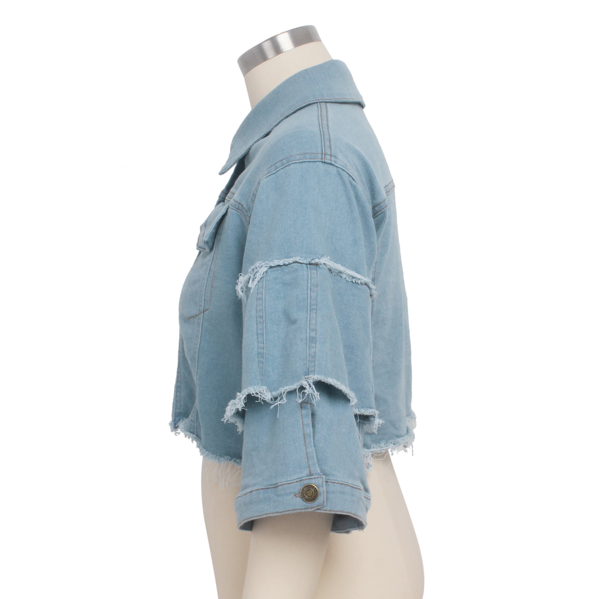 New Fashion Button Casual Solid Coats Women's Denim Cropped Jacket Female Pockets Hole Short Jean Jackets Ladies supplier