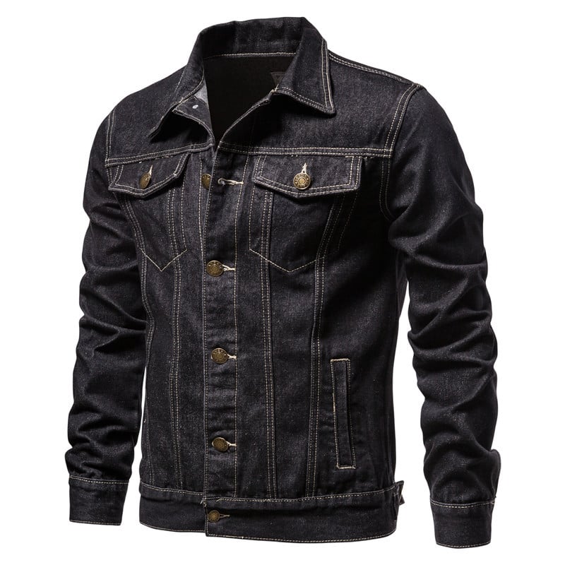 Customation High Quality Man Simple Casual Lapel Joker Blue Denim Coat Men's Large Size Jean Jacket Men's Jean Jacke Coats details