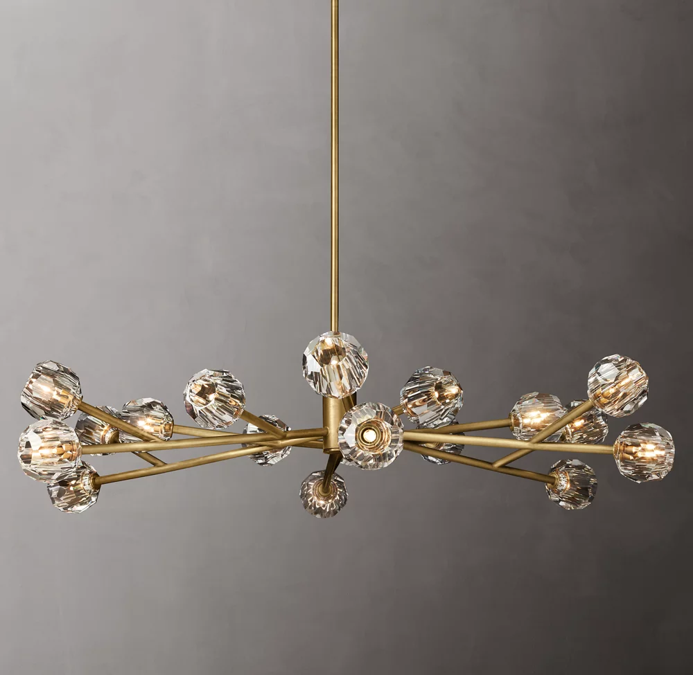 Villa Lobby Crystal Chandelier Antique Brass Pendant Hanging Lamp For Living Room factory